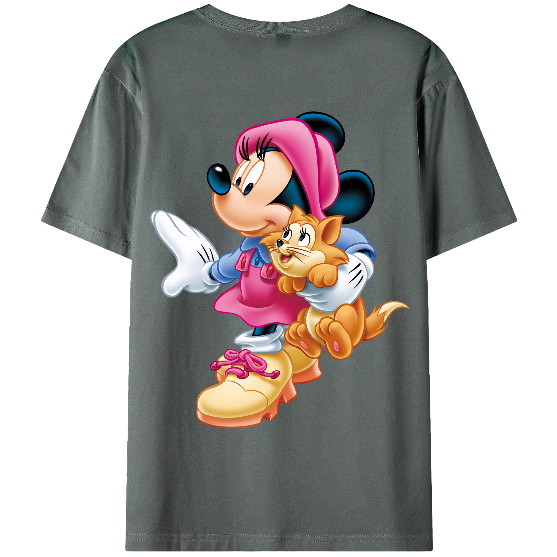 （画像用） ミッキーマウス Mickey Mouse 綿100％ メンズ半袖Tシャツ（バックプリント） 通気性
